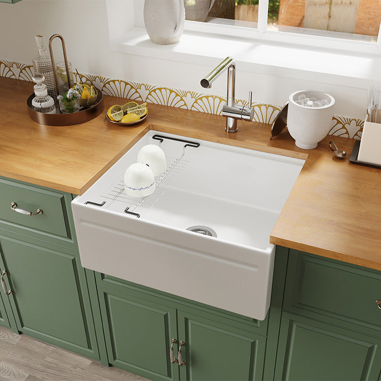 24 inch single bowl reversible workstation fireclay farmhouse sink - SANIKB SN101W2420