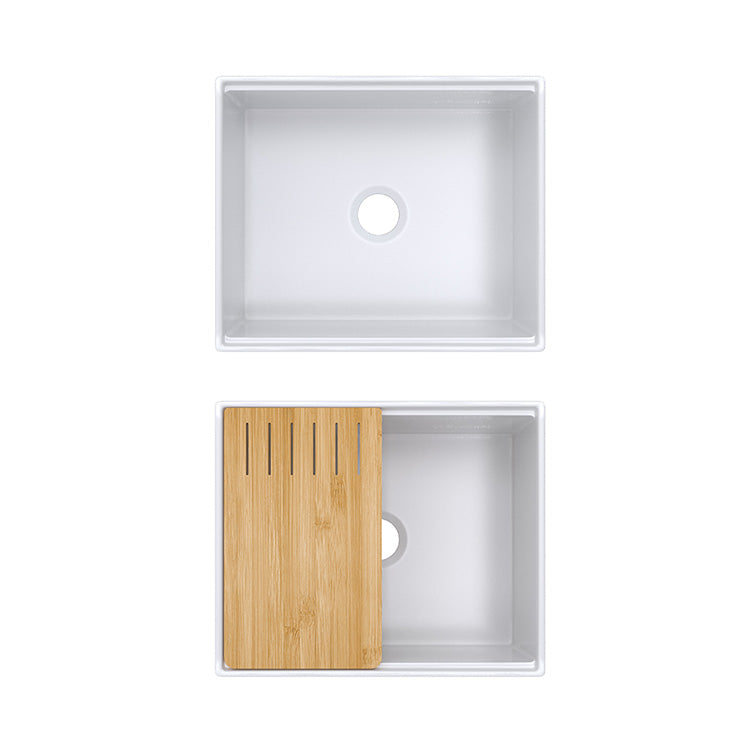 24 inch single bowl smooth workstation fireclay farmhouse sink - SANIKB SN100W2420