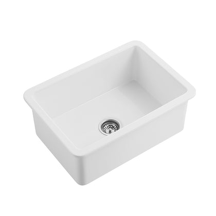 27 inch single bowl smooth fireclay farmhouse apron sink - SANIKB SN2719S