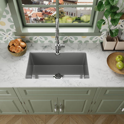 30 inch gray smooth fireclay kitchen sink SN3018S-GY