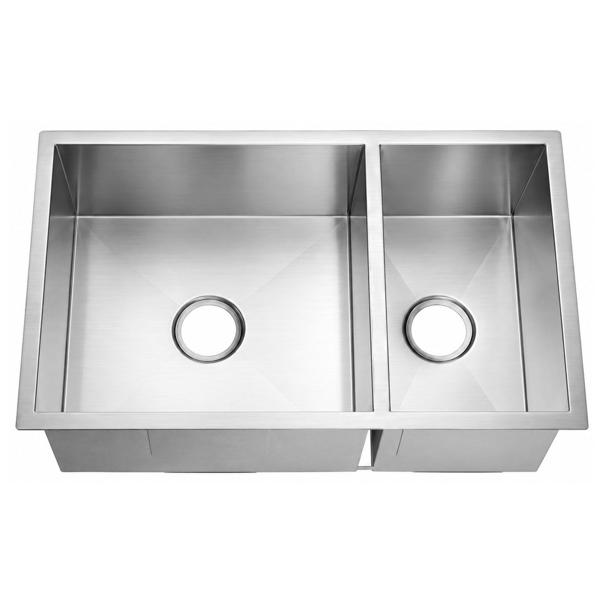 SANIKB 321910D-L — Drop-In Zero-Radius Kitchen Sink 32x19, 19-3/8 In + 9-2/3 In Bowls