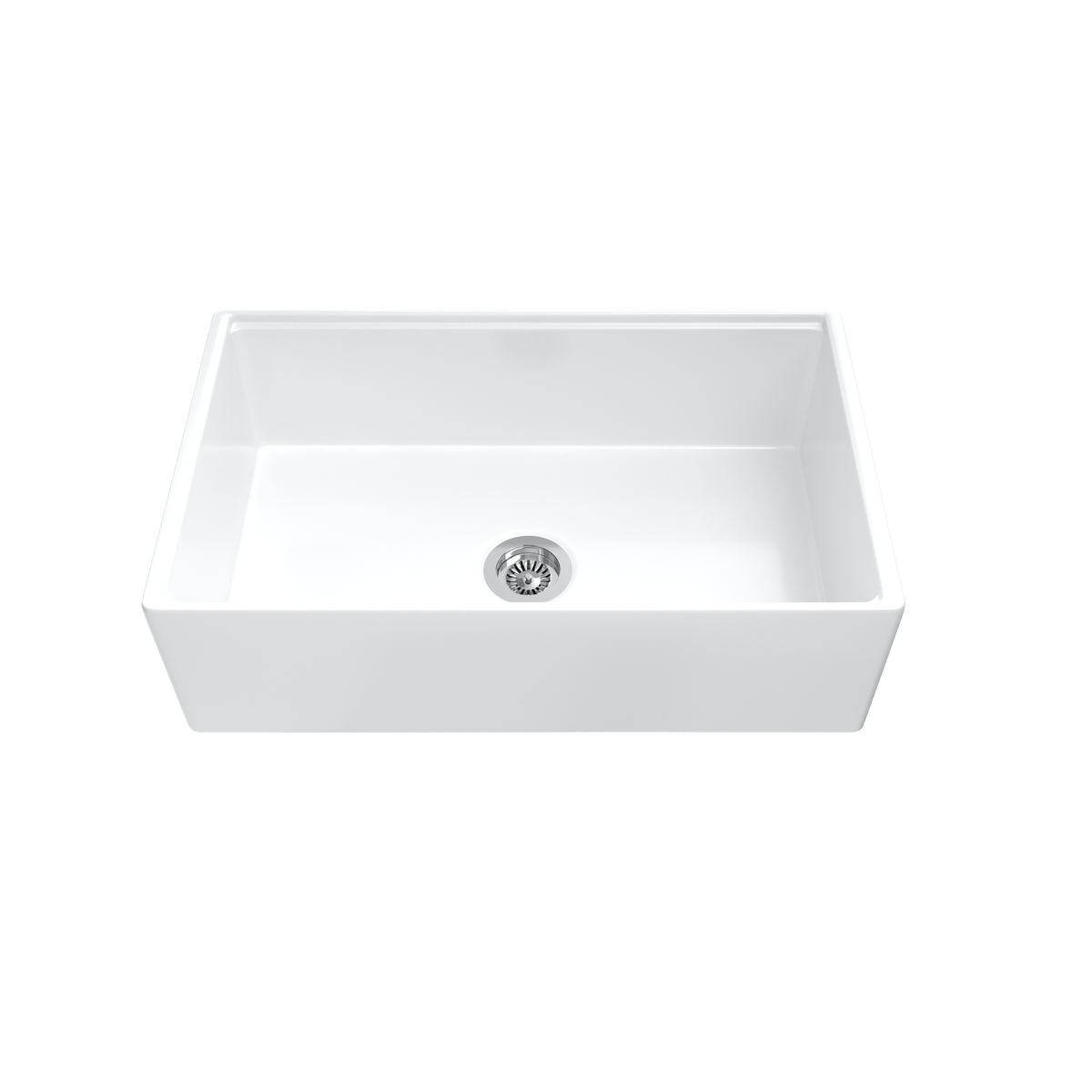33-inch single-bowl smooth-apron fireclay farmhouse sink in white — SANIKB SN3320S