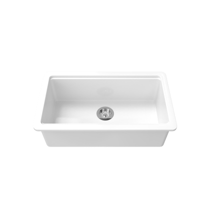 33 inch white smooth fireclay kitchen sink SN3319S