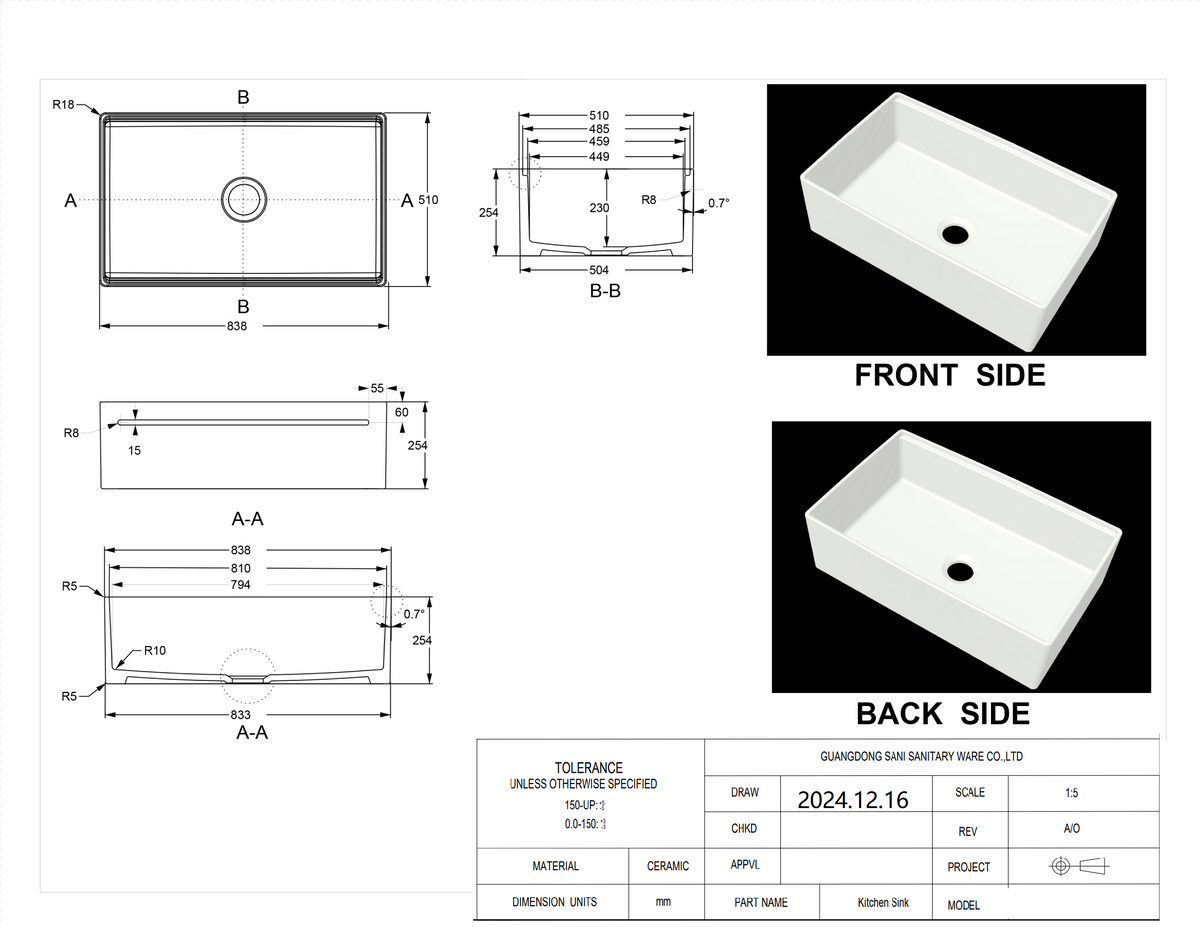 Fireclay Farmhouse Sink with 4-Piece Workstation Kit – SN100W Series — SANIKB