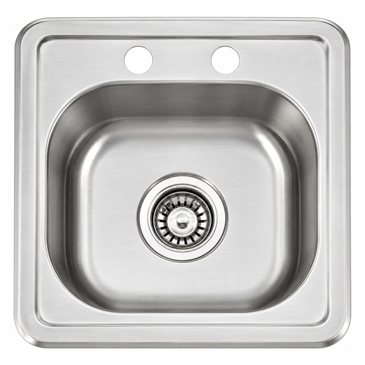 SANIKB 3838A — 2-Hole Square 15x15 Drop-In Single Bowl Stainless Kitchen Sink