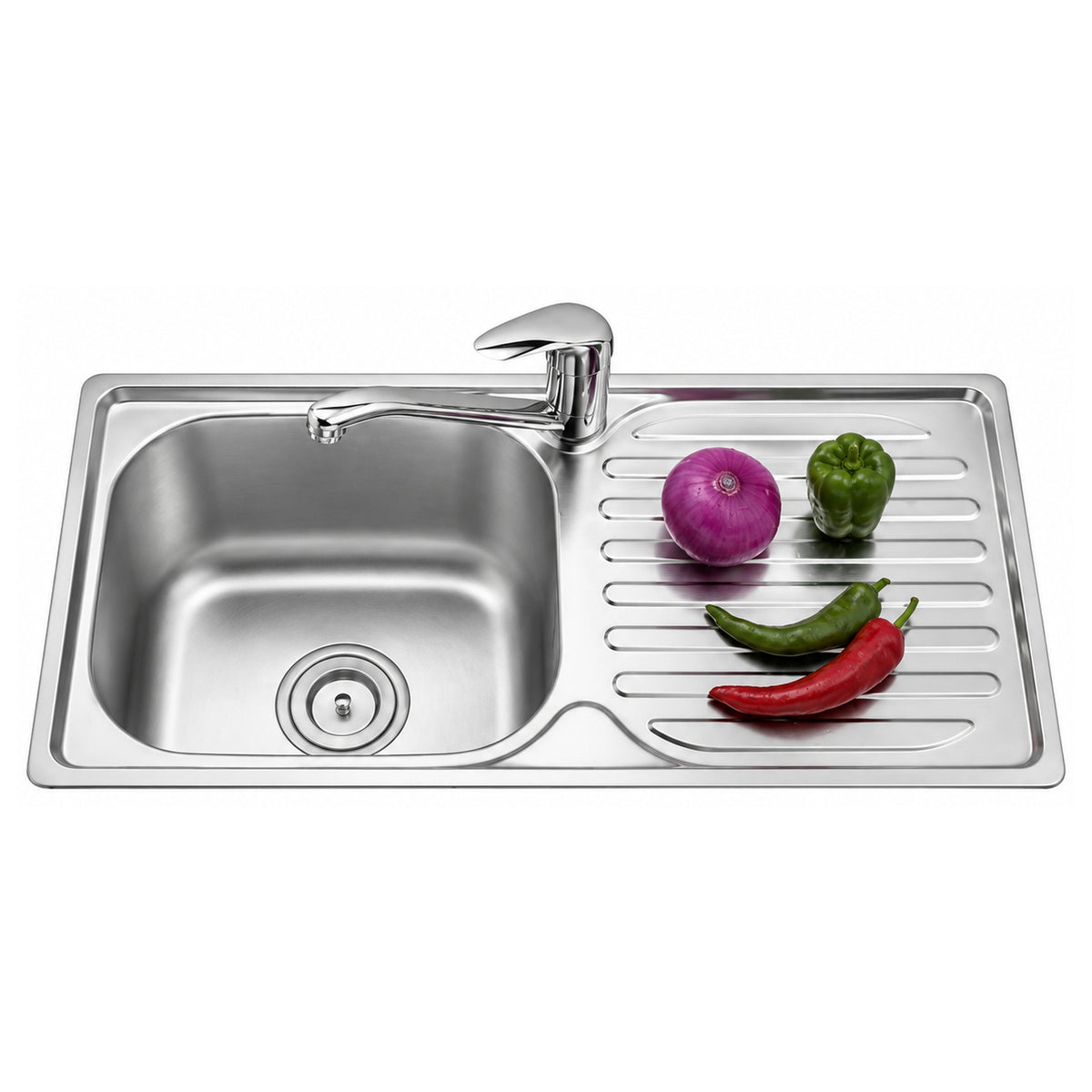 SANIKB 7638DB — Narrow-Counter Single Bowl Drop-In Kitchen Sink with Drainboard 30x15