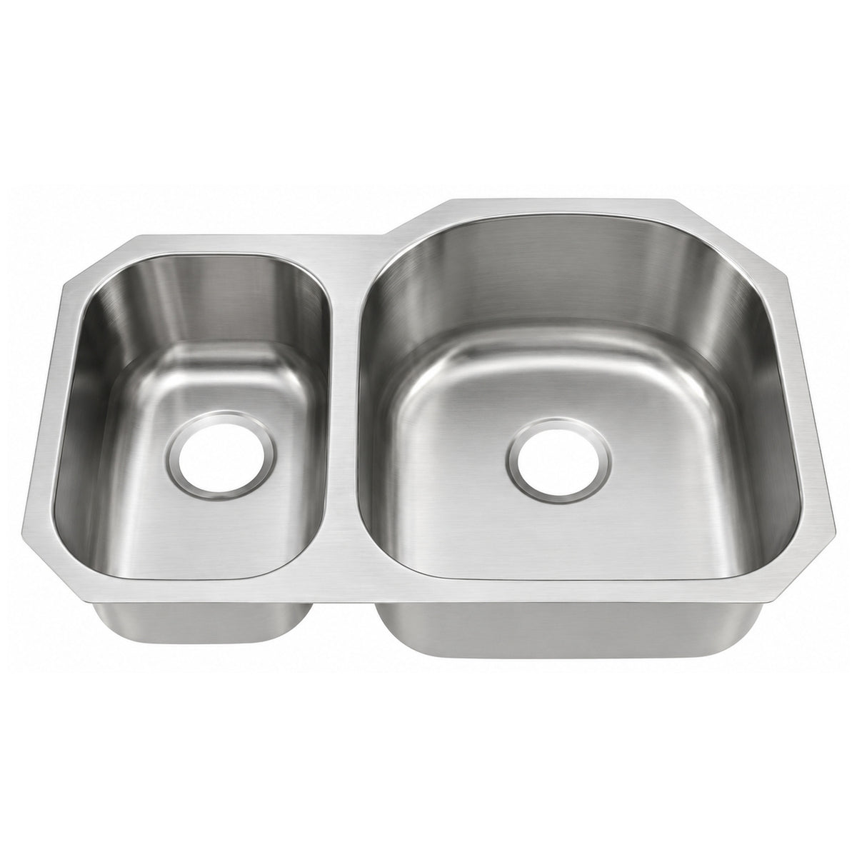 SANIKB 8153AR — Right-Hand Offset Double Bowl Undermount Kitchen Sink 31-1/4 x 20-1/2