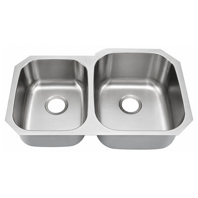 SANIKB 8252AR — 40/60 Undermount Double Bowl Sink 32x20 with 15-3/4" Right Main Bowl