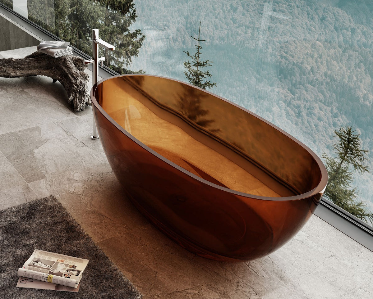 Amber Oval Transparent Bathtub with Long Bowl; original factory model XA-8807T catalogue detail view 1