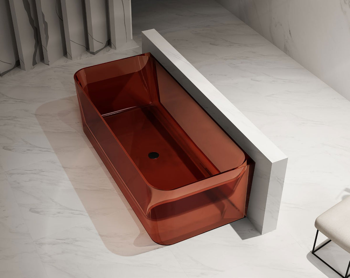 Amber Rectangular Transparent Bathtub with Straight Back; original factory model TW-8506T catalogue detail view 1