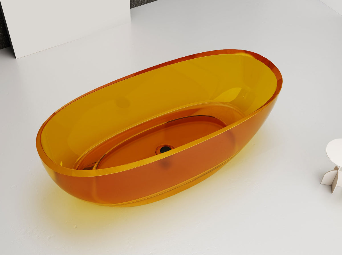 Amber Rounded Transparent Bathtub with Low Base; original factory model XA-8817T catalogue detail view 1