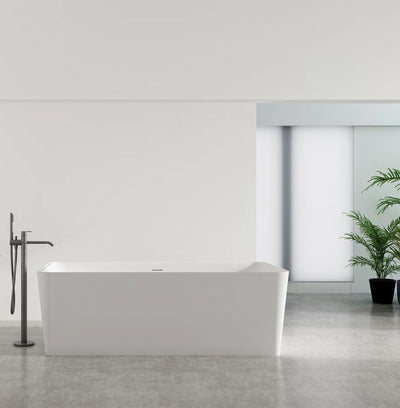 Angular Rectangle Solid Surface Bathtub - XA-8827; complete factory model view