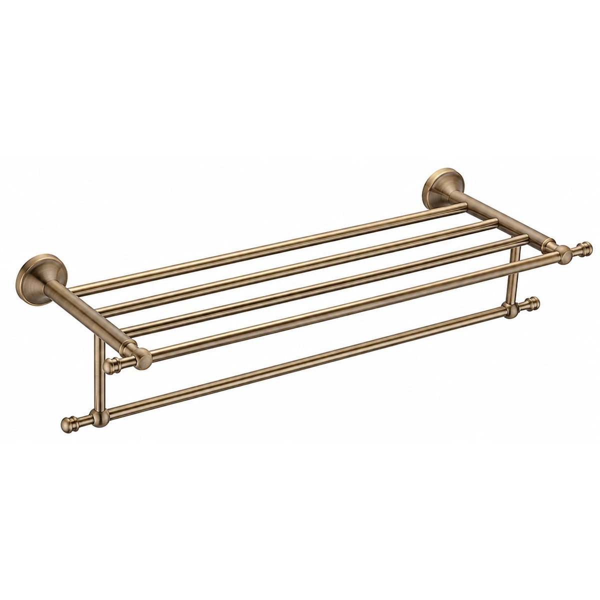 Antique Bronze Towel Shelf with Bar — wall-mounted SUS304 stainless steel bathroom hardware | SANIKB
