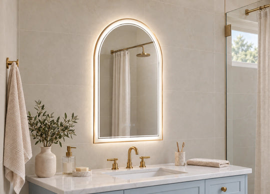 Arched Perimeter LED Bathroom Mirror — catalog detail view; KS-009-1012