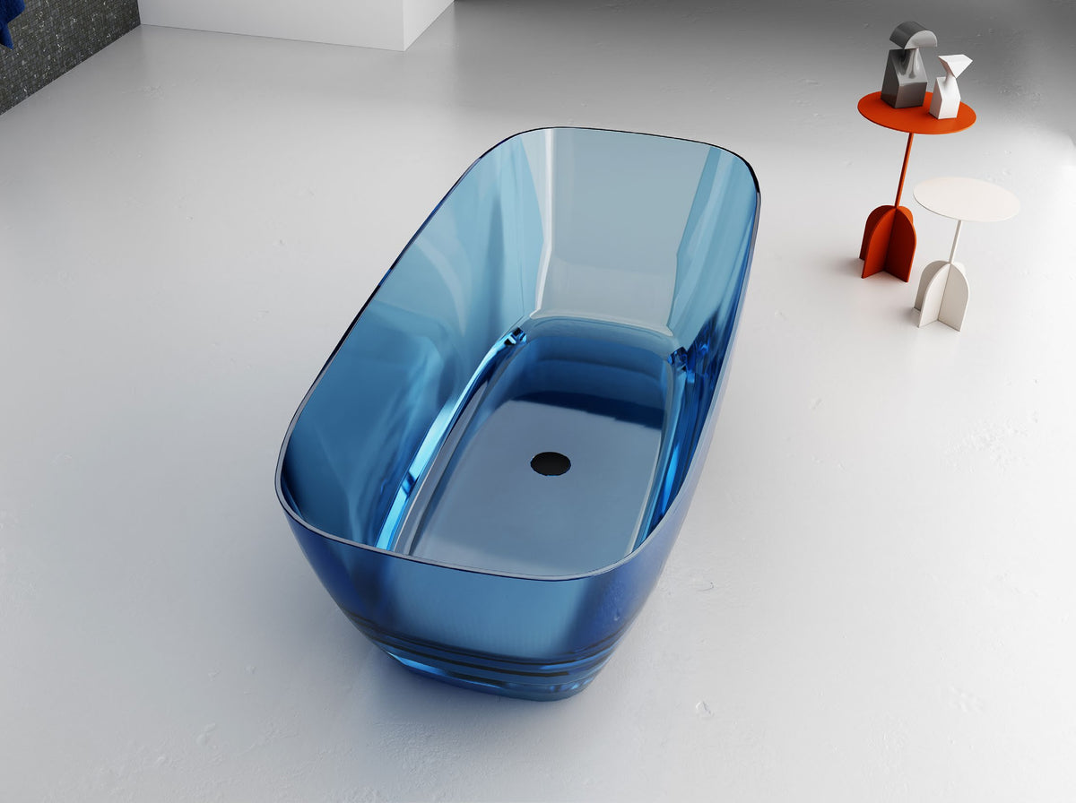 Blue Flared Oval Transparent Bathtub; original factory model TW-8508T catalogue detail view 1