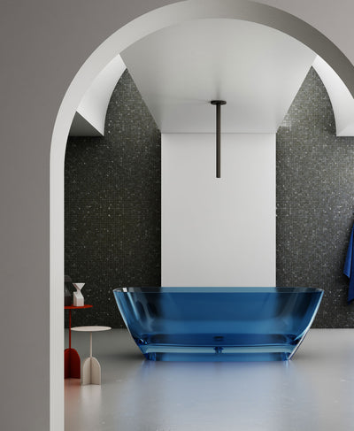 Blue Flared Oval Transparent Bathtub; original factory model TW-8508T complete product view