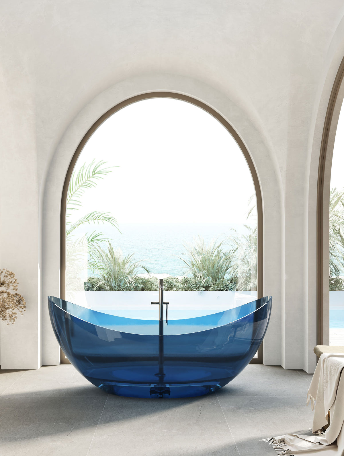 Blue Raised-End Transparent Bathtub; original factory model TW-8618T catalogue detail view 1