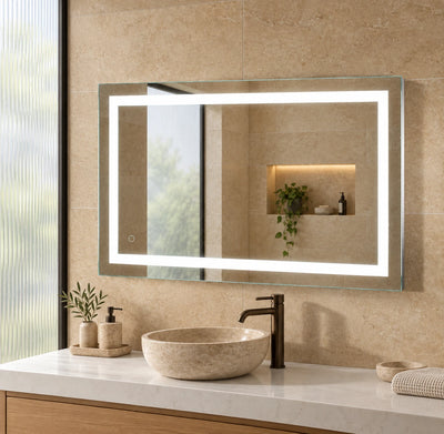 Broad Inset Light Band LED Bathroom Mirror — full product view; KS-1006
