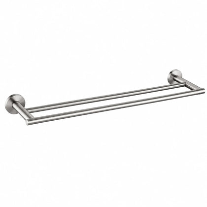 Brushed Nickel Double Towel Bar — wall-mounted SUS304 stainless steel bathroom hardware | SANIKB
