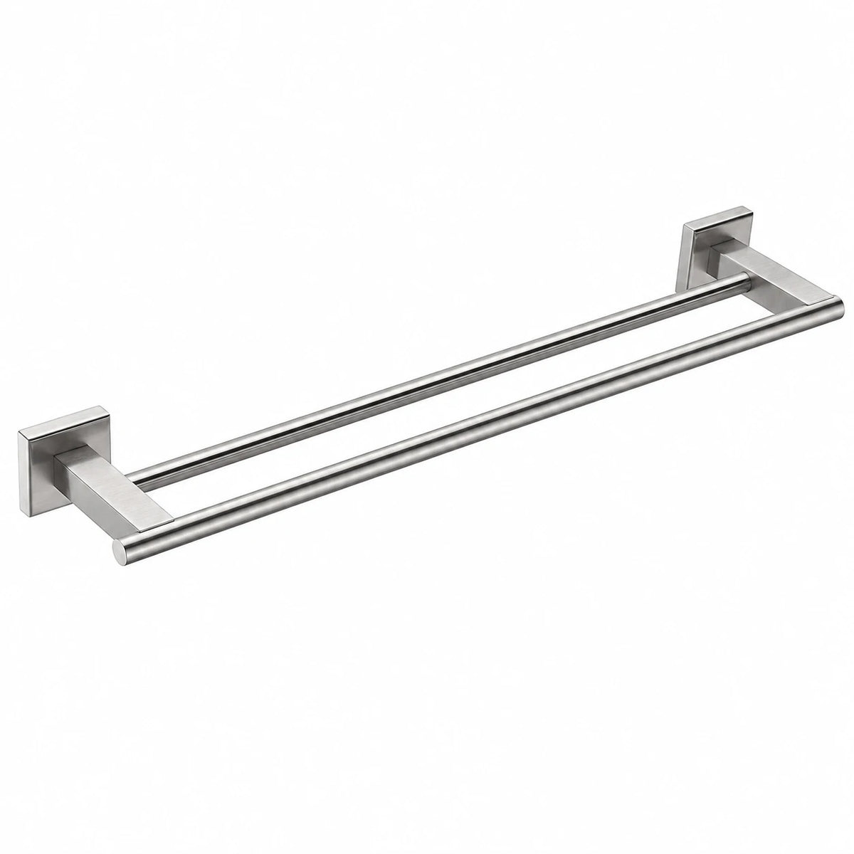 Brushed Nickel Double Towel Bar — wall-mounted SUS304 stainless steel bathroom hardware | SANIKB