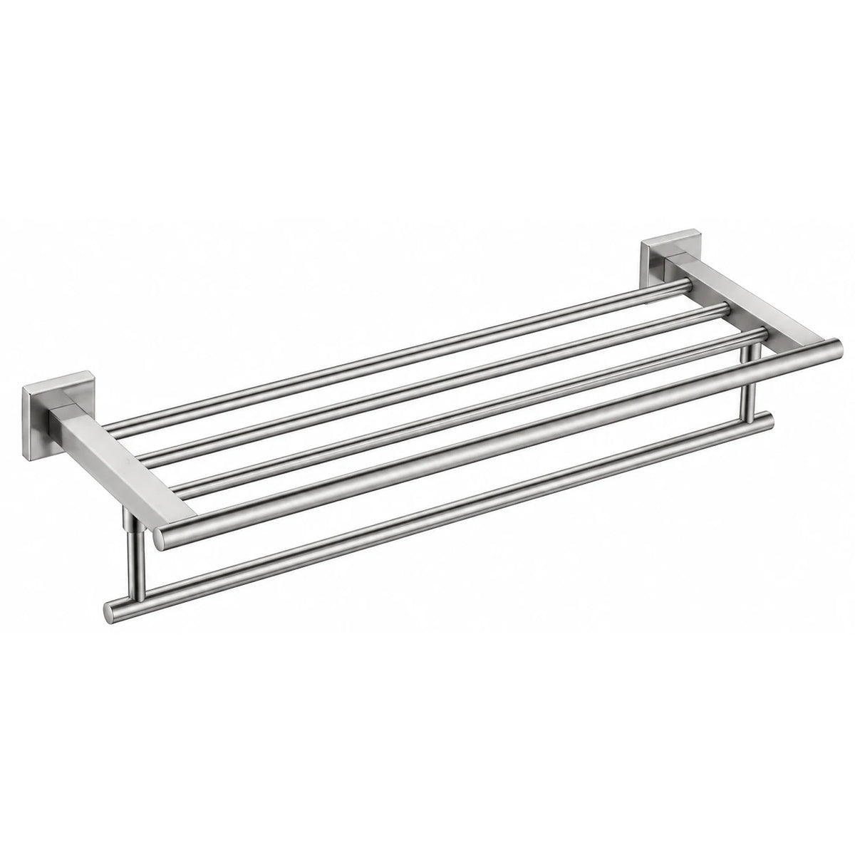 Brushed Nickel Glass Shelf — wall-mounted SUS304 stainless steel bathroom hardware | SANIKB