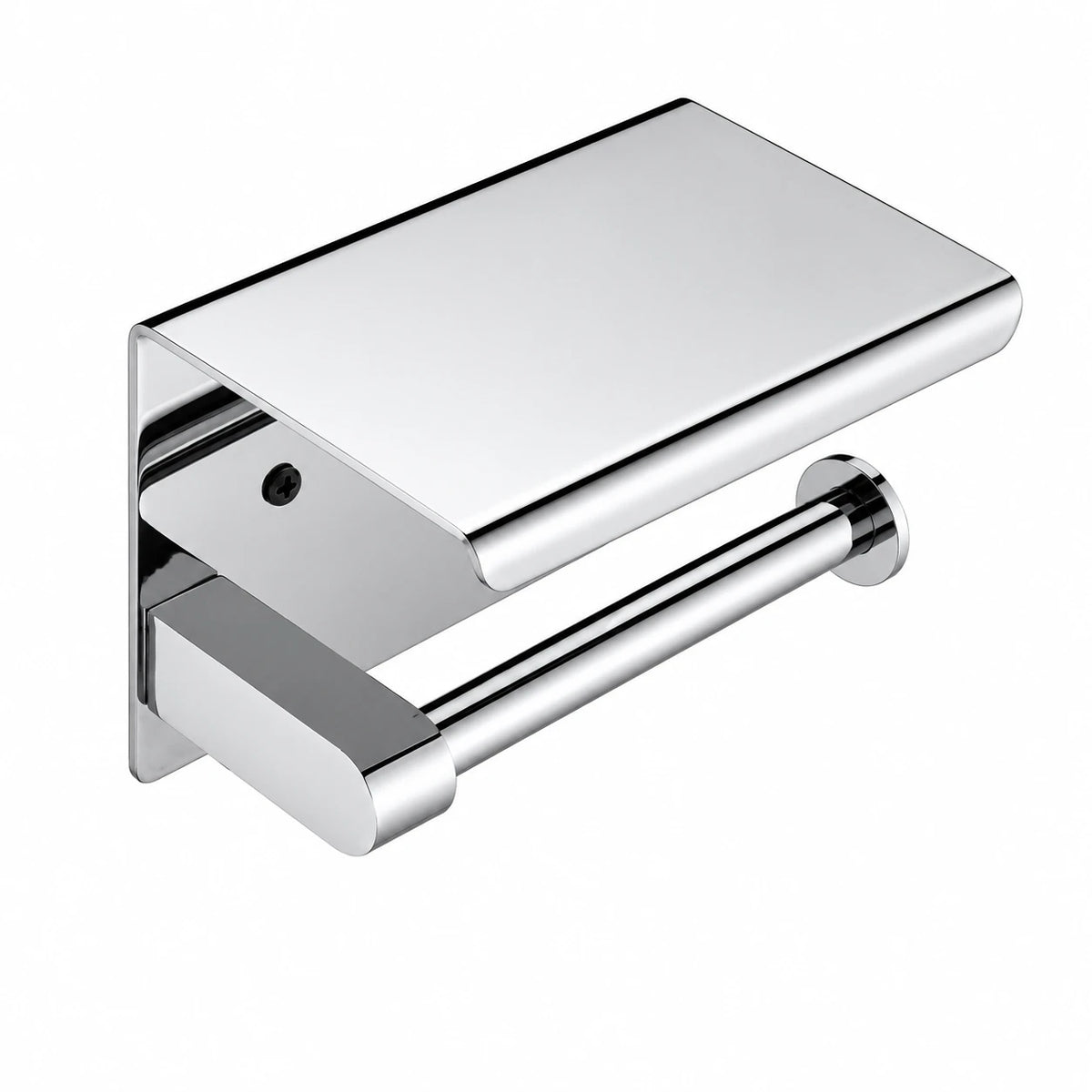 Brushed Nickel Paper Holder with Shelf — wall-mounted SUS304 stainless steel bathroom hardware | SANIKB