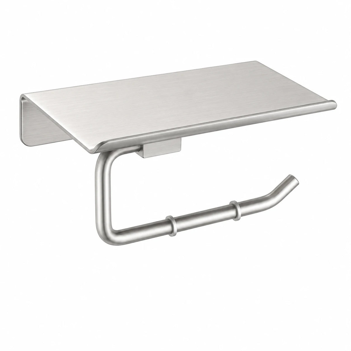 Brushed Nickel Paper Holder with Shelf — wall-mounted SUS304 stainless steel bathroom hardware | SANIKB