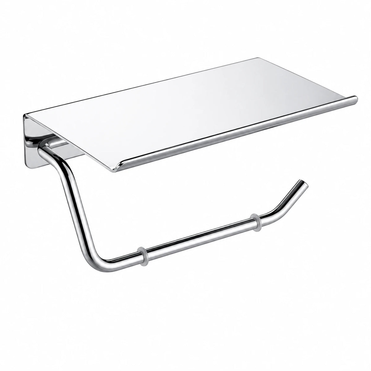 Brushed Nickel Paper Holder with Shelf — wall-mounted SUS304 stainless steel bathroom hardware | SANIKB