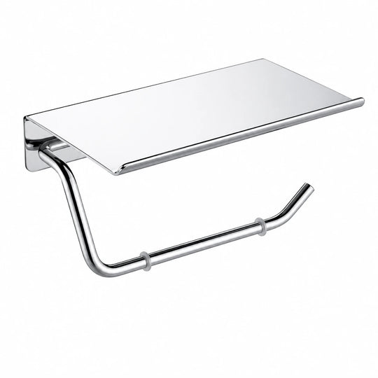 Brushed Nickel Paper Holder with Shelf — wall-mounted SUS304 stainless steel bathroom hardware | SANIKB