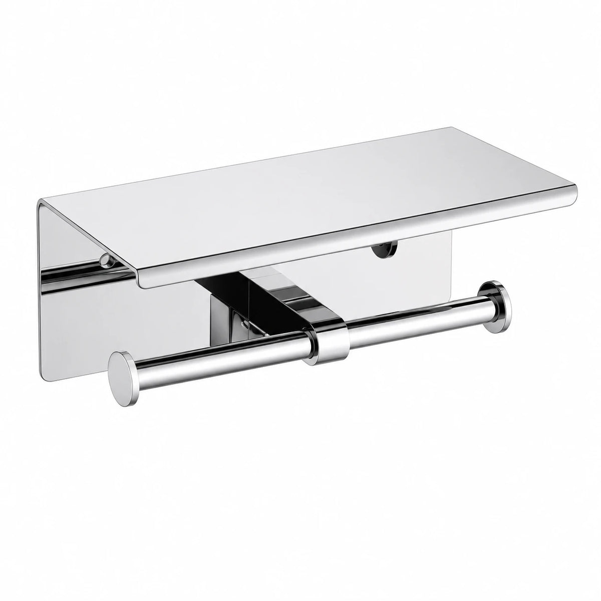Brushed Nickel Paper Holder with Shelf — wall-mounted SUS304 stainless steel bathroom hardware | SANIKB