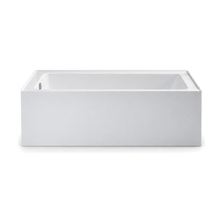 SANIKB D-1022 - white rectangular alcove bathtub with flat apron front, sloped backrest and end drain