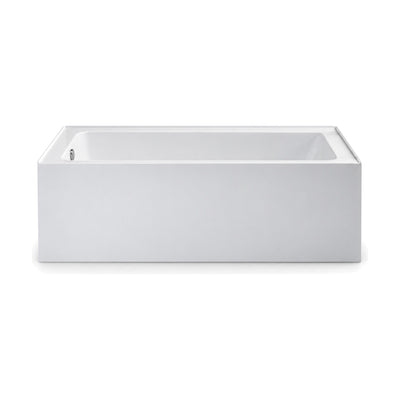 SANIKB D-1022 - white rectangular alcove bathtub with flat apron front, sloped backrest and end drain