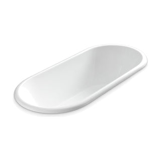 SANIKB D-8062Q - white narrow oval drop-in acrylic bathtub with a rounded rolled flange