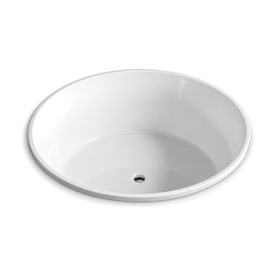 SANIKB D-8028Q - round white drop-in bathtub with a slim rim lip