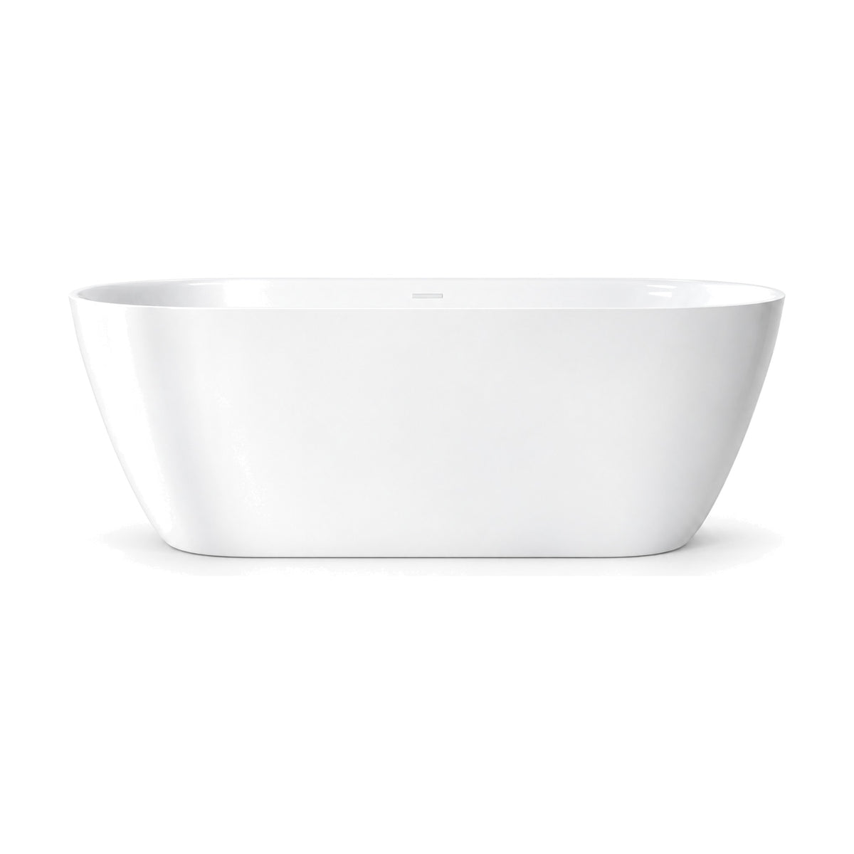 SANIKB D-8383 - gloss white oval acrylic freestanding bathtub with identical ends, tapered walls and a thin rim