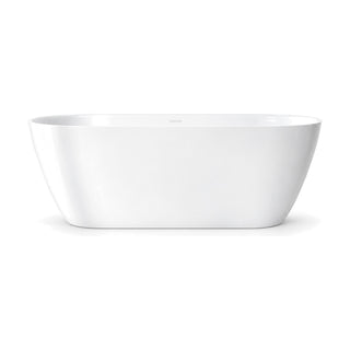 SANIKB D-8383 - gloss white oval acrylic freestanding bathtub with identical ends, tapered walls and a thin rim