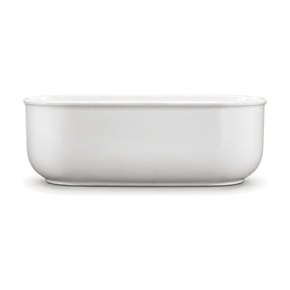 SANIKB D-8328 - gloss white capsule freestanding tub with rolled bullnose lip and near-vertical sides