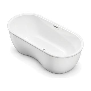 SANIKB D-8329 - gloss white freestanding bathtub with rolled capsule rim and sculpted body pinched at the waist