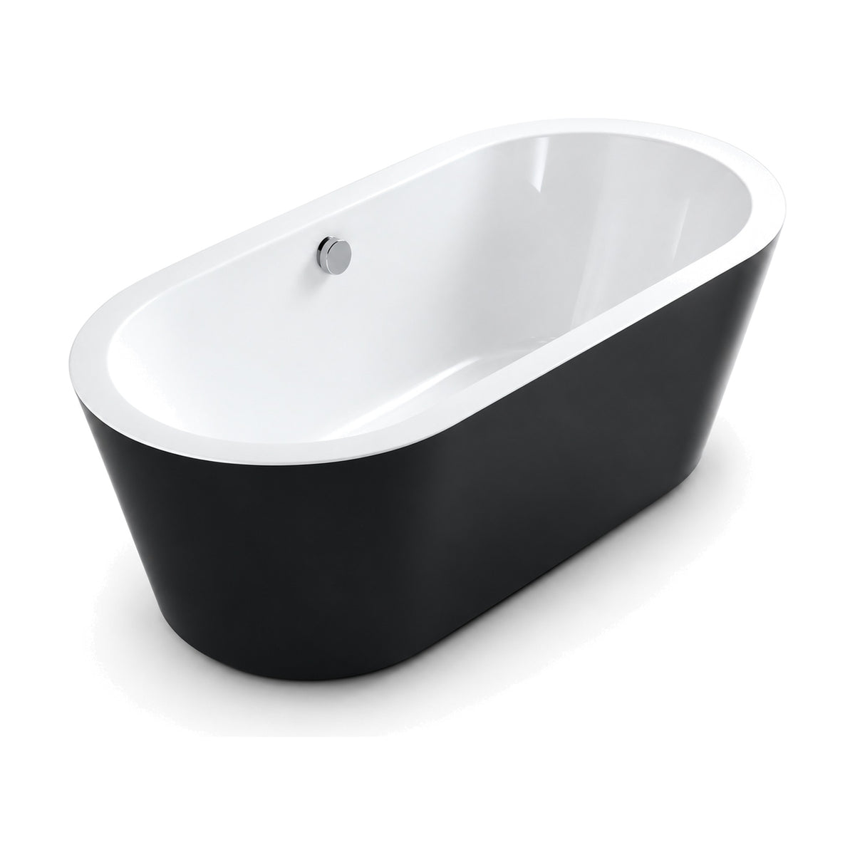 SANIKB D-8012 - double-ended freestanding bathtub with black exterior, white interior, tapered walls and flat rim band