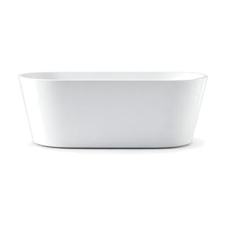SANIKB D-8015 - white oval freestanding bathtub with slightly tapered walls, thin rounded rim and flat base