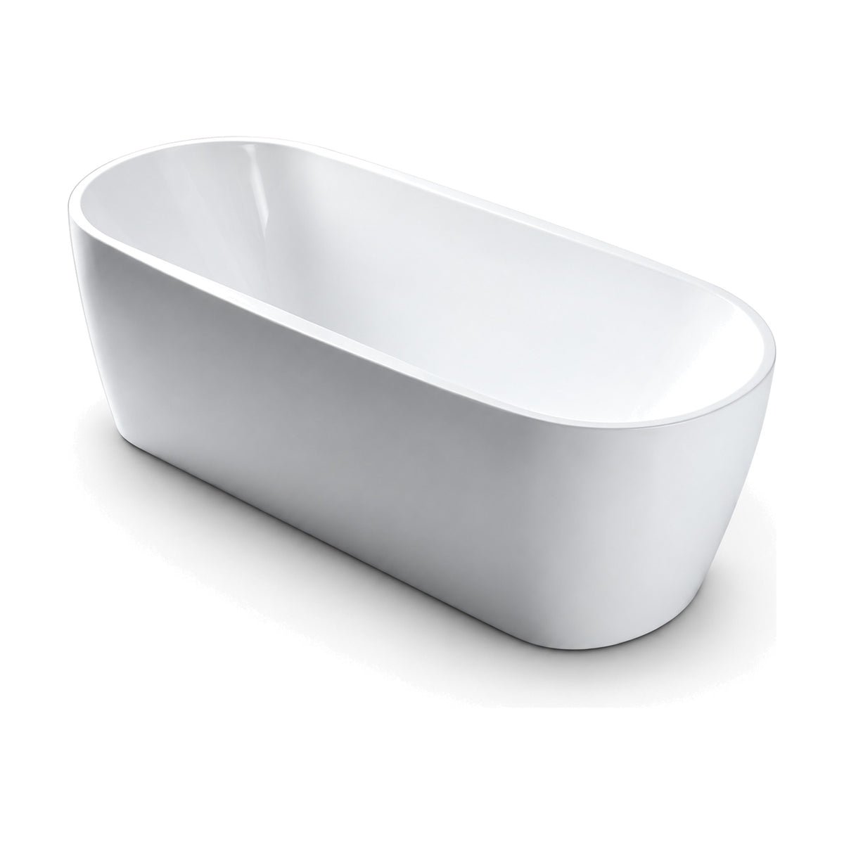 SANIKB D-8022 - white stadium freestanding bathtub with near-vertical walls, thin rim and flat base