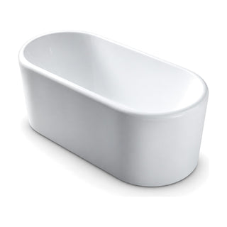 SANIKB D-8062 - gloss white narrow roll-top freestanding bathtub with straight upright sides and semicircular ends
