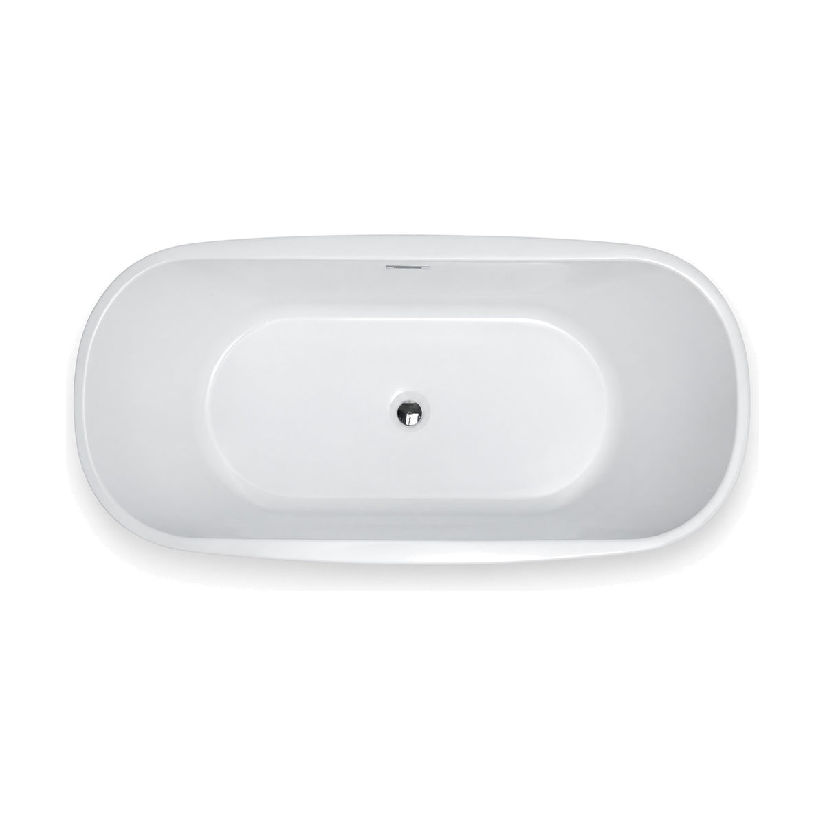 SANIKB FT040 - gloss white soft-oval double-ended freestanding tub seen from above, with a centered drain