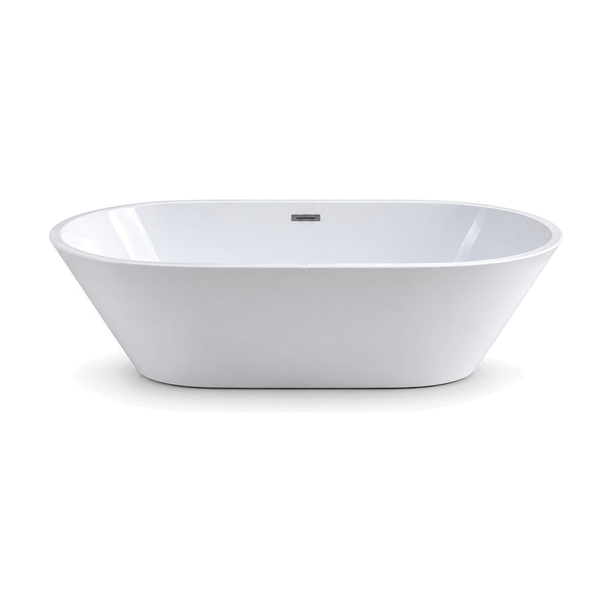 SANIKB FT049/FT050 - gloss white elongated oval freestanding tub with steeply tapered walls and a small footprint