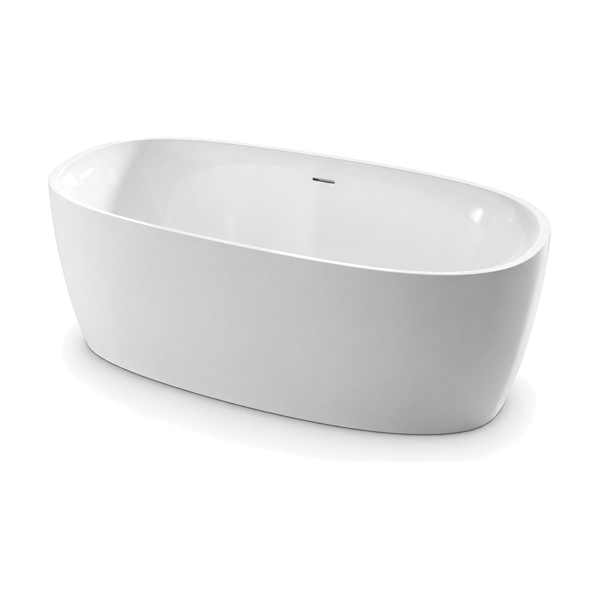 SANIKB FT084 - white oval double-ended freestanding tub with a slot overflow centered on the long wall