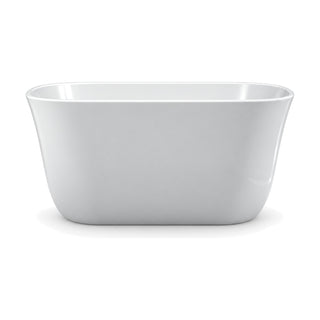 SANIKB D-8330 - compact gloss white freestanding soaking tub with tall walls, a level slim rim and an end drain