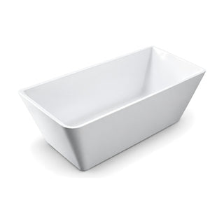 SANIKB D-8019 - white freestanding bathtub with a straight back edge, square back corners and rounded front corners