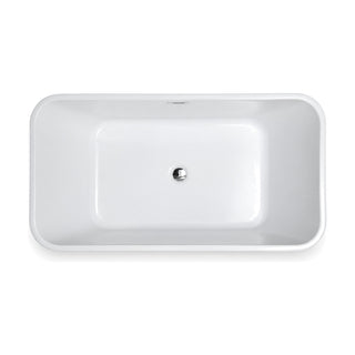 SANIKB FT006 - gloss white soft rounded-rectangle freestanding bathtub with curved corners, bowed ends and slim rim