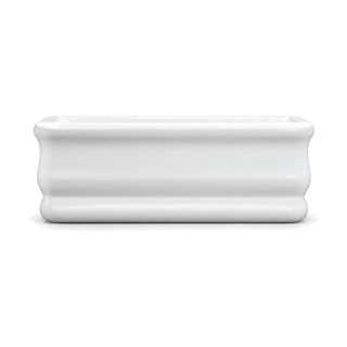 SANIKB D-8399 - gloss white rectangular freestanding tub with rolled rim, concave waist and rounded base band