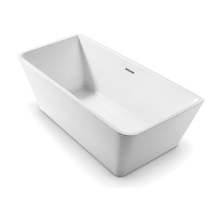 SANIKB D-8301 - gloss white rectangular freestanding tub with straight back edge, rounded front corners and flared ends
